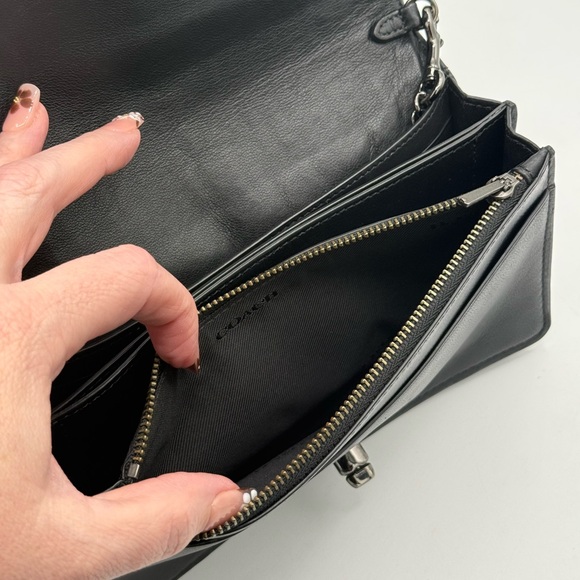 Coach 1941 Foldover Chain Clutch Crossbody Quilted Striped 27091 - Picture 12 of 16